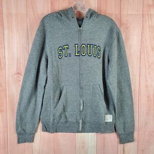 Retro Mens Hoodie Sz Small Gray St. Louis Blues Long Sleeve Pockets Full Zip